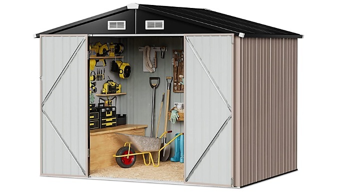 6ft x 4ft Galvanised Steel Garden Shed - 2 Colours!